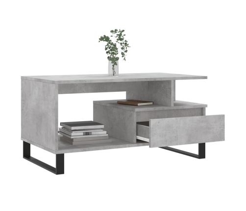 Mesa de centro madera contrachapada gris hormigón 90x49x45 cm