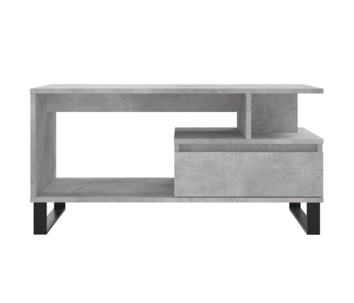 Mesa de centro madera contrachapada gris hormigón 90x49x45 cm