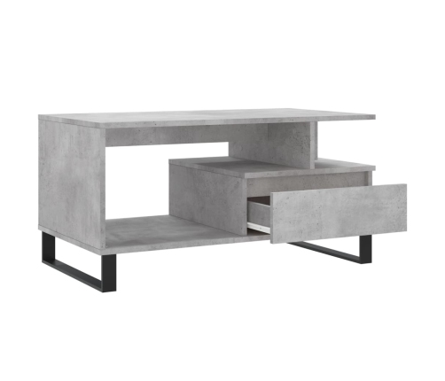 Mesa de centro madera contrachapada gris hormigón 90x49x45 cm