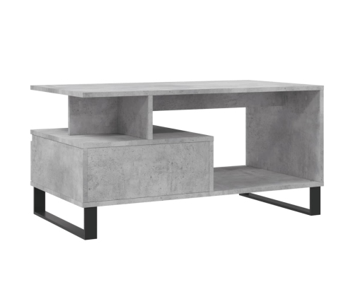 Mesa de centro madera contrachapada gris hormigón 90x49x45 cm