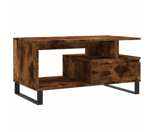 Mesa de centro madera contrachapada roble ahumado 90x49x45 cm