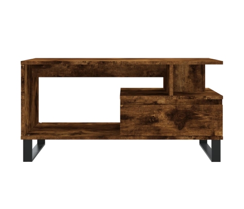 Mesa de centro madera contrachapada roble ahumado 90x49x45 cm