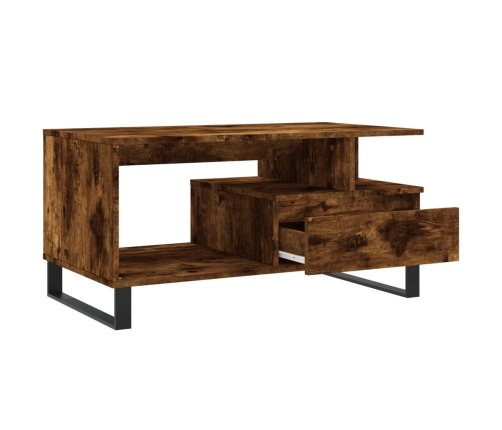 Mesa de centro madera contrachapada roble ahumado 90x49x45 cm