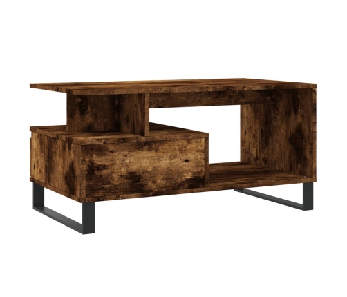 Mesa de centro madera contrachapada roble ahumado 90x49x45 cm