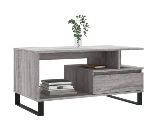 Mesa de centro madera contrachapada gris Sonoma 90x49x45 cm