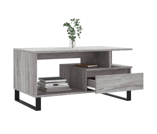 Mesa de centro madera contrachapada gris Sonoma 90x49x45 cm