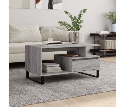 Mesa de centro madera contrachapada gris Sonoma 90x49x45 cm