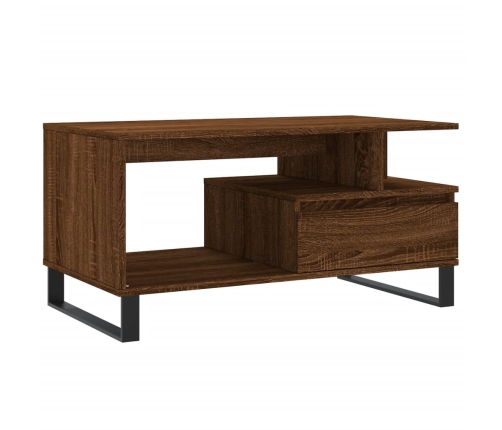 Mesa de centro madera contrachapada roble marrón 90x49x45 cm