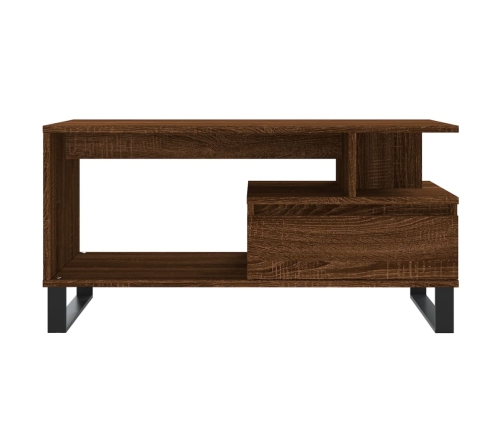 Mesa de centro madera contrachapada roble marrón 90x49x45 cm