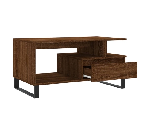 Mesa de centro madera contrachapada roble marrón 90x49x45 cm