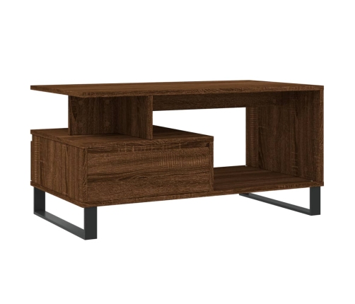 Mesa de centro madera contrachapada roble marrón 90x49x45 cm