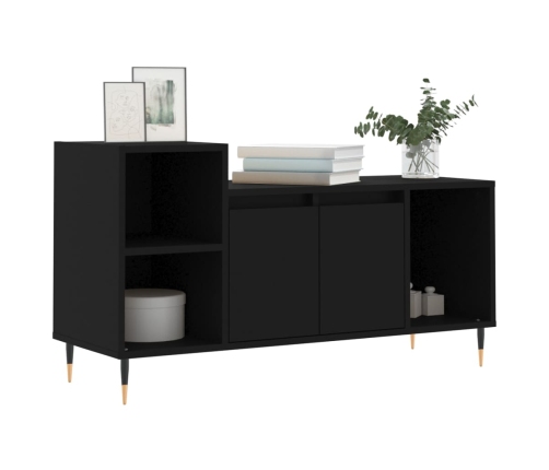 Mueble para TV madera contrachapada negro 100x35x55 cm