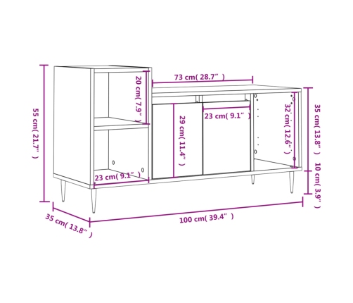 Mueble para TV madera contrachapada negro 100x35x55 cm