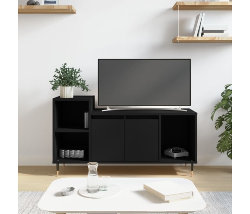 Mueble para TV madera contrachapada negro 100x35x55 cm