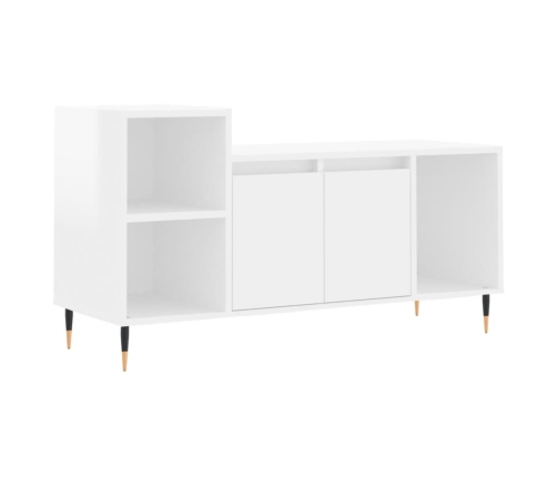 Mueble de TV madera contrachapada blanco brillo 100x35x55 cm