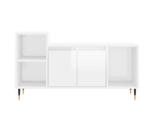 Mueble de TV madera contrachapada blanco brillo 100x35x55 cm