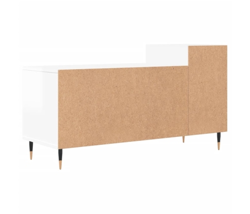 Mueble de TV madera contrachapada blanco brillo 100x35x55 cm