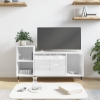 Mueble de TV madera contrachapada blanco brillo 100x35x55 cm