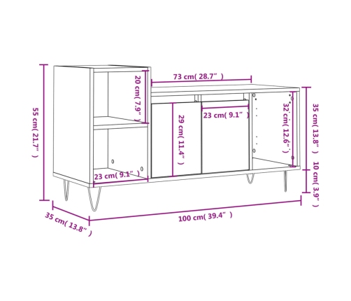 Mueble para TV madera contrachapada blanco 100x35x55 cm