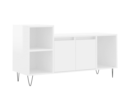 vidaXL Mueble de TV madera contrachapada blanco brillo 100x35x55 cm