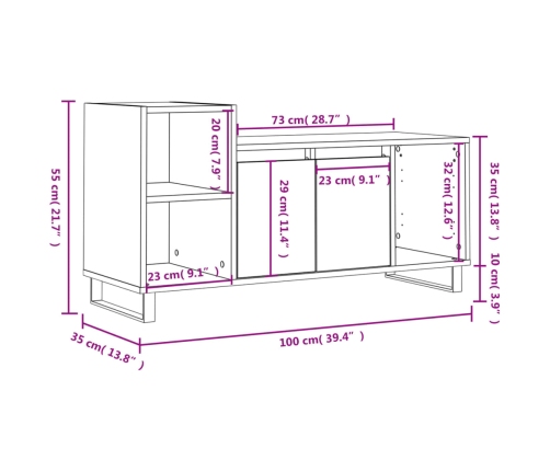 vidaXL Mueble para TV madera contrachapada blanco 100x35x55 cm