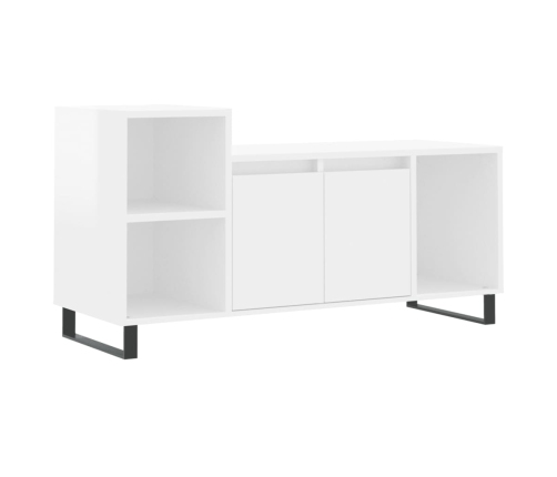 Mueble de TV madera contrachapada blanco brillo 100x35x55 cm