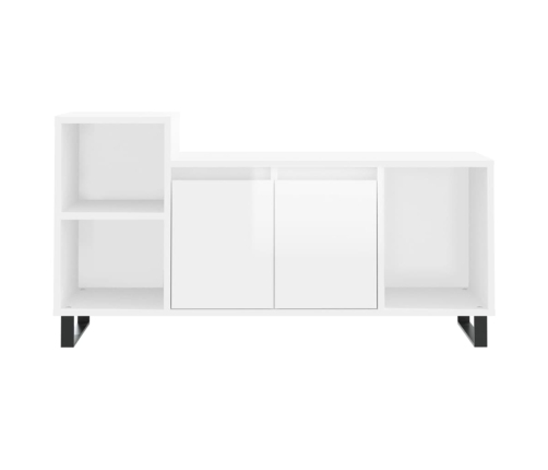 Mueble de TV madera contrachapada blanco brillo 100x35x55 cm