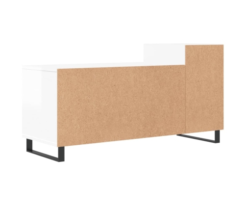 Mueble de TV madera contrachapada blanco brillo 100x35x55 cm