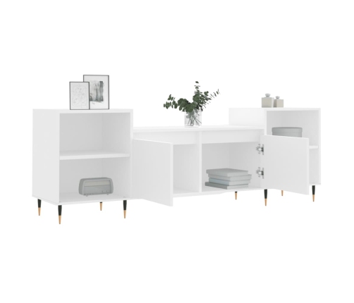 vidaXL Mueble para TV madera contrachapada blanco 160x35x55 cm