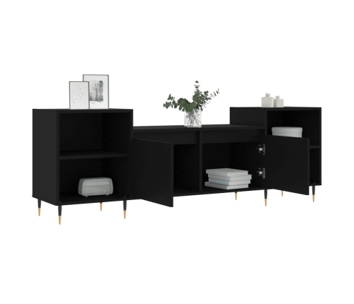 vidaXL Mueble para TV madera contrachapada negro 160x35x55 cm