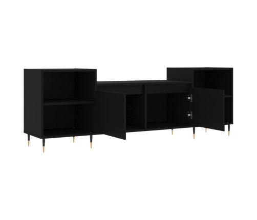 vidaXL Mueble para TV madera contrachapada negro 160x35x55 cm