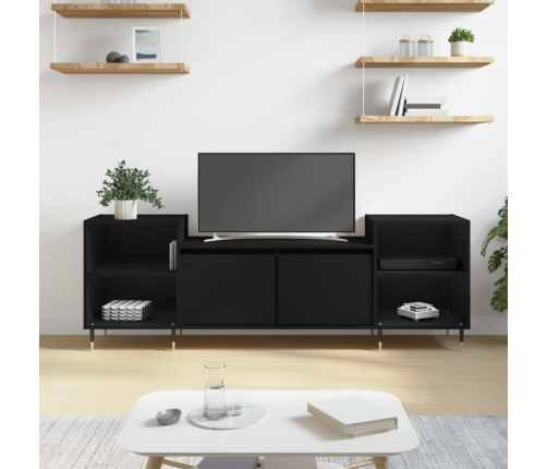 vidaXL Mueble para TV madera contrachapada negro 160x35x55 cm