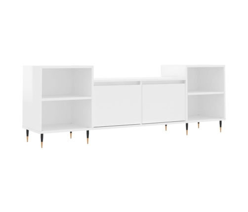 Mueble para TV madera contrachapada blanco brillo 160x35x55 cm