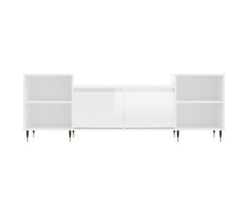 Mueble para TV madera contrachapada blanco brillo 160x35x55 cm