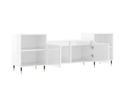 Mueble para TV madera contrachapada blanco brillo 160x35x55 cm