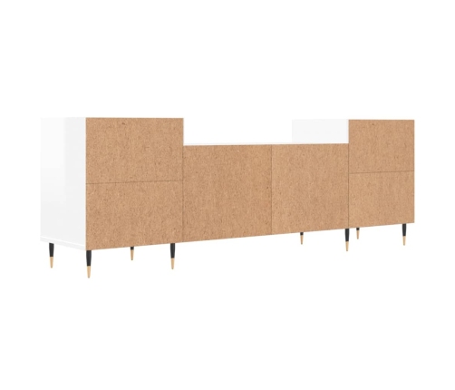 Mueble para TV madera contrachapada blanco brillo 160x35x55 cm