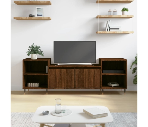 Mueble para TV madera contrachapada marrón roble 160x35x55 cm