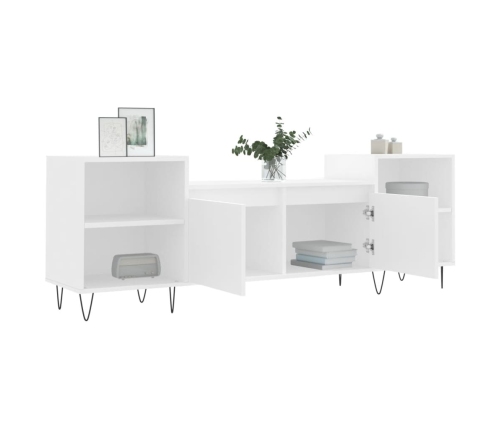 Mueble para TV madera contrachapada blanco 160x35x55 cm