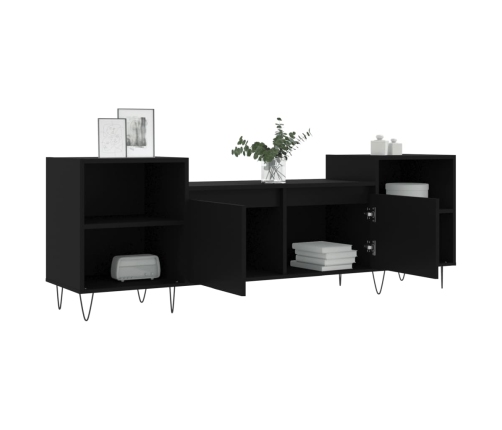 Mueble para TV madera contrachapada negro 160x35x55 cm