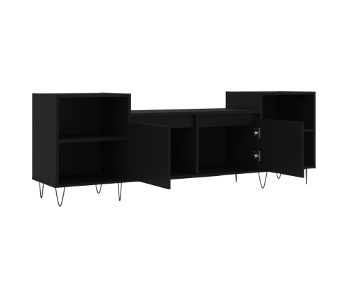 Mueble para TV madera contrachapada negro 160x35x55 cm