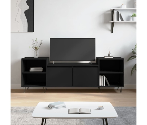 Mueble para TV madera contrachapada negro 160x35x55 cm