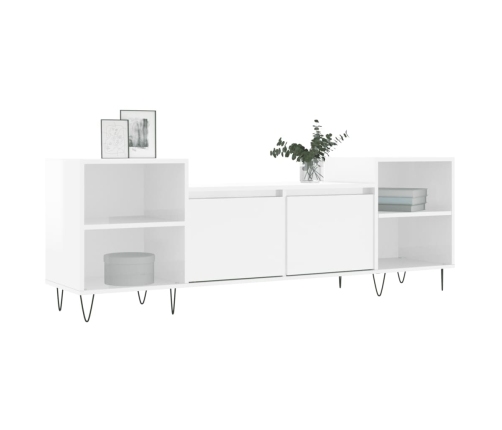 Mueble para TV madera contrachapada blanco brillo 160x35x55 cm