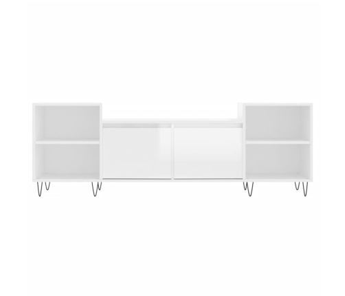 Mueble para TV madera contrachapada blanco brillo 160x35x55 cm