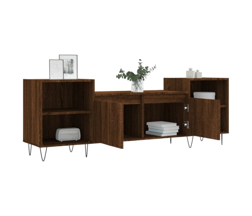 Mueble para TV madera contrachapada marrón roble 160x35x55 cm