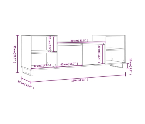 Mueble para TV madera contrachapada blanco 160x35x55 cm