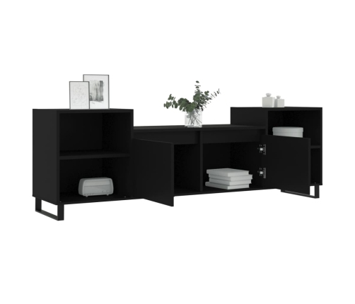 Mueble para TV madera contrachapada negro 160x35x55 cm