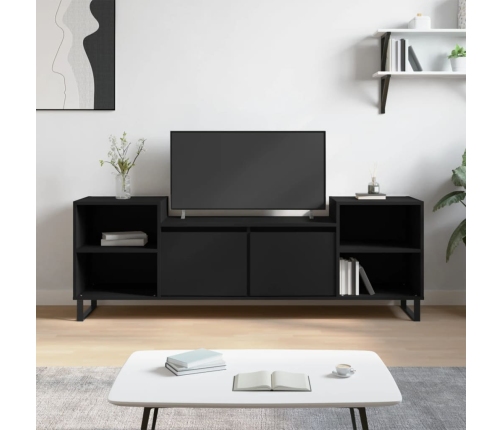 Mueble para TV madera contrachapada negro 160x35x55 cm