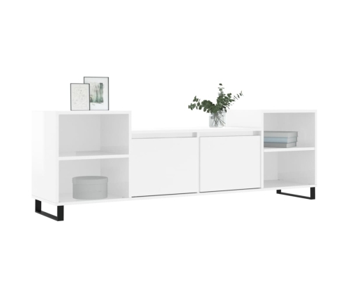 Mueble para TV madera contrachapada blanco brillo 160x35x55 cm