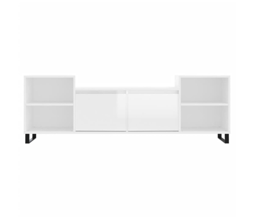 Mueble para TV madera contrachapada blanco brillo 160x35x55 cm