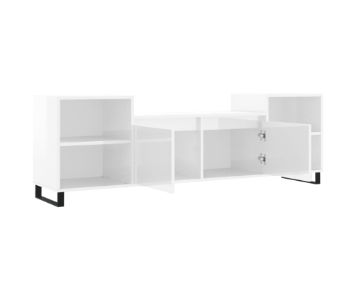 Mueble para TV madera contrachapada blanco brillo 160x35x55 cm